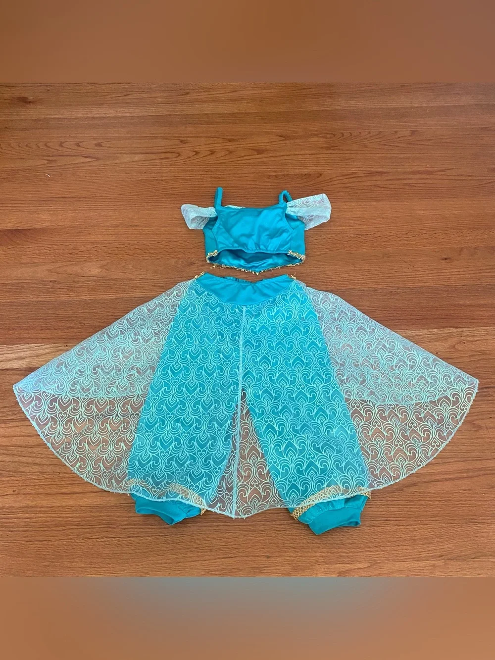 Disney Parks Teal Princess Jasmine Costume Set with Gold Trim